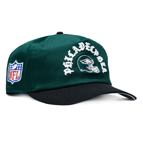 New Era 19Twenty Philadelphia Eagles NFL Logo Patch Snapback Pre-Curved Hat - Green, Black New Era