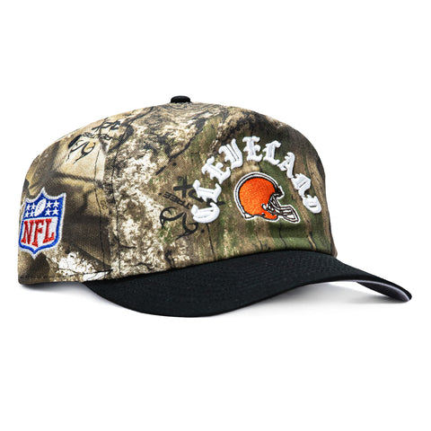 New Era 19Twenty Cleveland Browns NFL Logo Patch Snapback Pre-Curved Hat - Realtree, Black New Era