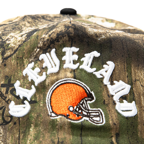 New Era 19Twenty Cleveland Browns NFL Logo Patch Snapback Pre-Curved Hat - Realtree, Black New Era
