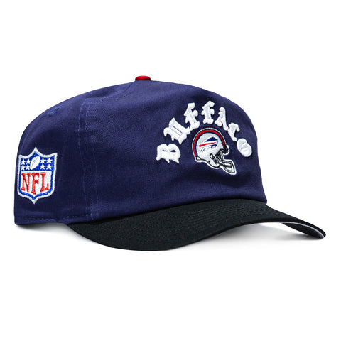 New Era 19Twenty Buffalo Bills NFL Logo Patch Snapback Pre-Curved Hat - Navy, Black New Era