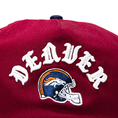 New Era 19Twenty Denver Broncos NFL Logo Patch Old English Snapback Pre-Curved Hat - Cardinal, Navy New Era