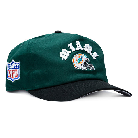 New Era 19Twenty Miami Dolphins NFL Logo Patch Snapback Pre-Curved Hat - Green, Black New Era