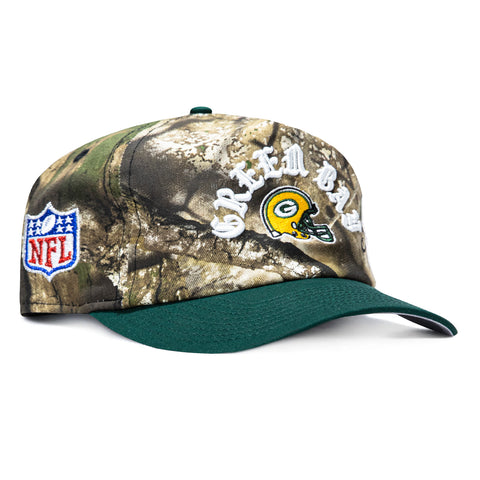 New Era 19Twenty Green Bay Packers NFL Logo Patch Snapback Pre-Curved Hat - Realtree, Green New Era