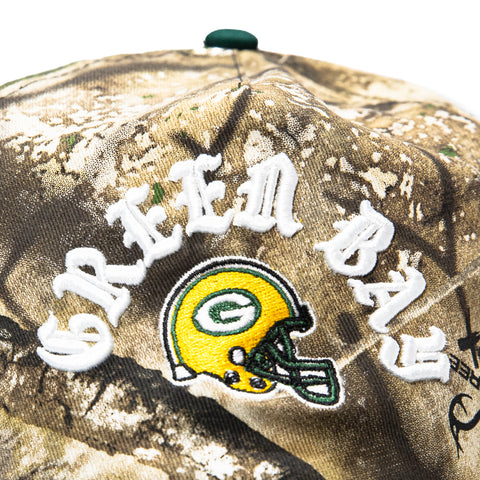 New Era 19Twenty Green Bay Packers NFL Logo Patch Snapback Pre-Curved Hat - Realtree, Green New Era