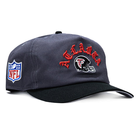 New Era 19Twenty Atlanta Falcons NFL Logo Patch Snapback Pre-Curved Hat - Graphite, Black New Era