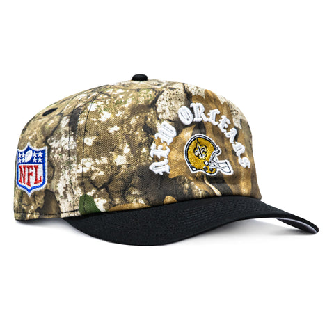 New Era 19Twenty New Orleans Saints NFL Logo Patch Snapback Pre-Curved Hat - Realtree, Black New Era