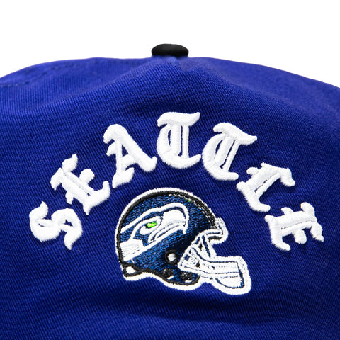 New Era 19Twenty Seattle Seahawks NFL Logo Patch Snapback Pre-Curved Hat - Royal, Black New Era