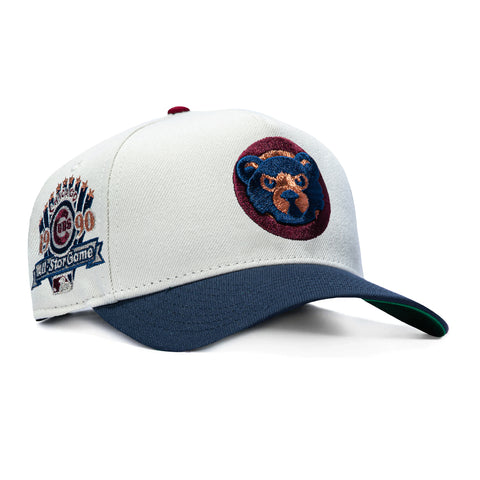 New Era 9Forty A-Frame Varsity Hues Chicago Cubs 1990 All Star Game Patch 1994 Snapback Hat - Stone, Navy New Era