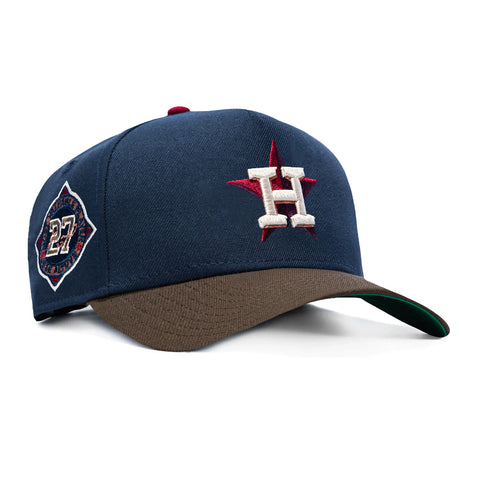 New Era 9Forty A-Frame Varsity Hues Houston Astros Jose Altuve MVP Patch Snapback Hat - Navy, Brown New Era