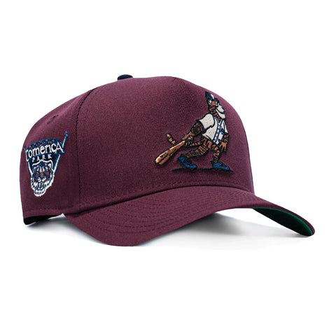 New Era 9Forty A-Frame Varsity Hues Detroit Tigers Comerica Park Patch Mascot Snapback Hat - Maroon New Era