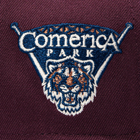 New Era 9Forty A-Frame Varsity Hues Detroit Tigers Comerica Park Patch Mascot Snapback Hat - Maroon New Era