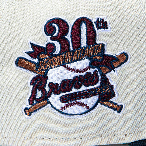 New Era 9Forty A-Frame Varsity Hues Atlanta Braves 30th Anniversary Patch Alternate Snapback Hat - Stone, Navy New Era