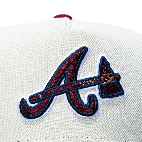 New Era 9Forty A-Frame Varsity Hues Atlanta Braves 30th Anniversary Patch Alternate Snapback Hat - Stone, Navy New Era