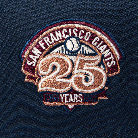 New Era 9Forty A-Frame Varsity Hues San Francisco Giants 25th Anniversary Script Patch Snapback Hat - Navy, Brown New Era