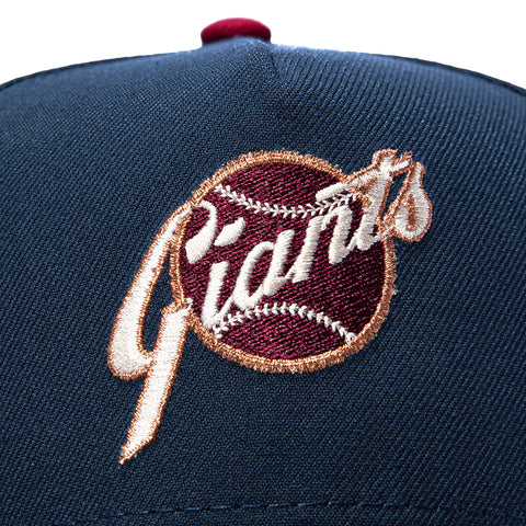 New Era 9Forty A-Frame Varsity Hues San Francisco Giants 25th Anniversary Script Patch Snapback Hat - Navy, Brown New Era