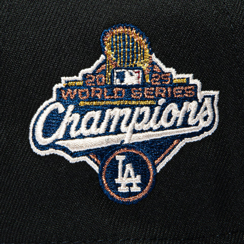 New Era 9Forty A-Frame Varsity Hues Los Angeles Dodgers 2025 World Series Champions Patch Rose Snapback Hat - Black, Navy New Era