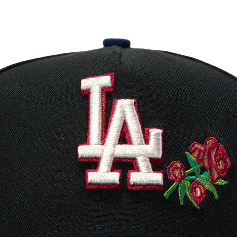 New Era 9Forty A-Frame Varsity Hues Los Angeles Dodgers 2025 World Series Champions Patch Rose Snapback Hat - Black, Navy New Era