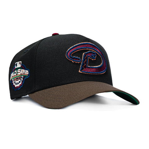 New Era 9Forty A-Frame Varsity Hues Arizona Diamondbacks 2001 World Series Patch D Snapback Hat - Black, Brown New Era