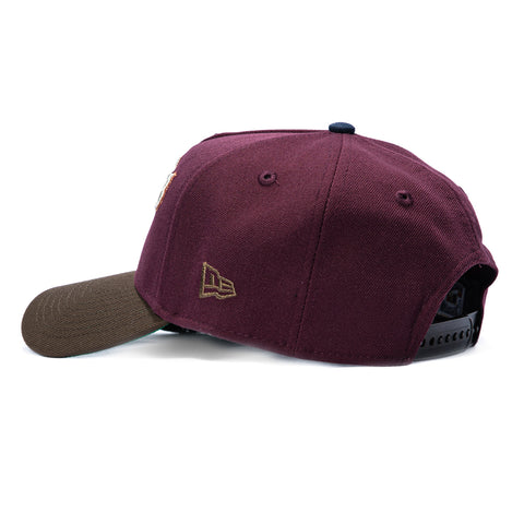 New Era 9Forty A-Frame Varsity Hues New York Yankees 1996 World Series Patch Script Snapback Hat - Maroon, Brown New Era