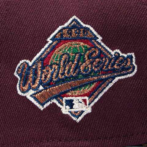 New Era 9Forty A-Frame Varsity Hues New York Yankees 1996 World Series Patch Script Snapback Hat - Maroon, Brown New Era