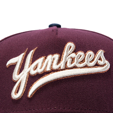 New Era 9Forty A-Frame Varsity Hues New York Yankees 1996 World Series Patch Script Snapback Hat - Maroon, Brown New Era