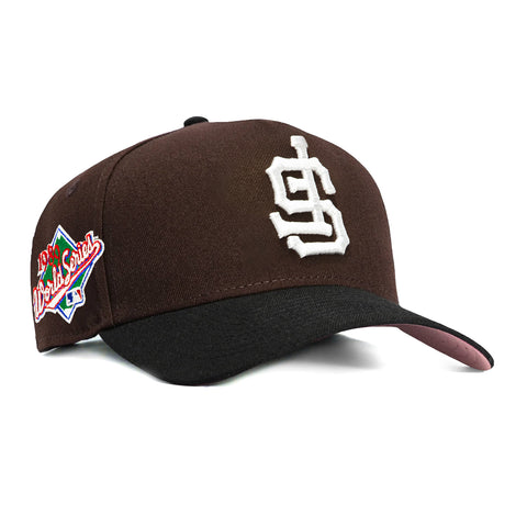 New Era 9Forty A-Frame San Francisco Giants 1989 World Series Patch Pink UV Upside Down Snapback Hat - Brown, Black New Era