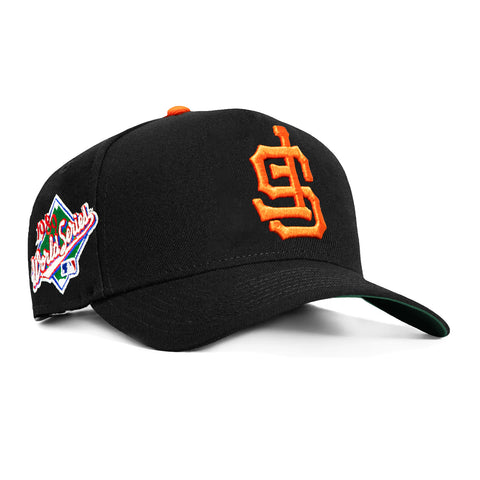 New Era 9Forty A-Frame San Francisco Giants 1989 World Series Patch Upside Down Snapback Hat - Black, Orange New Era