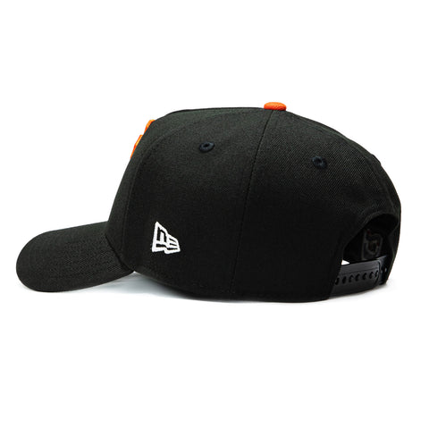 New Era 9Forty A-Frame San Francisco Giants 1989 World Series Patch Upside Down Snapback Hat - Black, Orange New Era