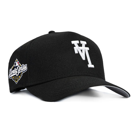 New Era 9Forty A-Frame Los Angeles Dodgers 2025 World Series Patch Upside Down Snapback Hat - Black, White New Era