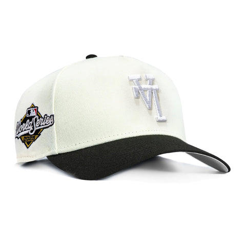 New Era 9Forty A-Frame Los Angeles Dodgers 2025 World Series Patch Upside Down Snapback Hat - White, Black New Era