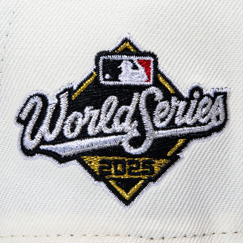 New Era 9Forty A-Frame Los Angeles Dodgers 2025 World Series Patch Upside Down Snapback Hat - White, Black New Era