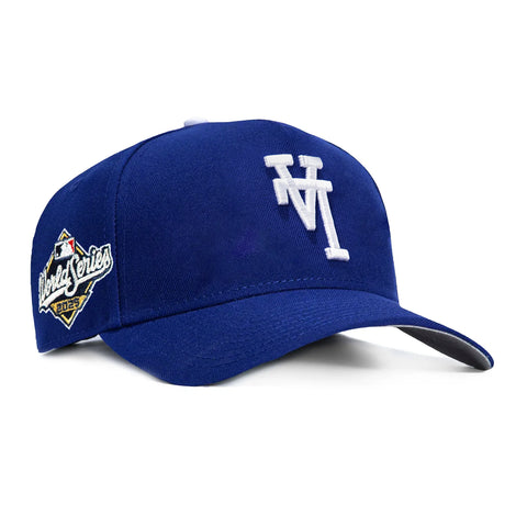 New Era 9Forty A-Frame Los Angeles Dodgers 2025 World Series Patch Upside Down Snapback Hat - Royal, White New Era