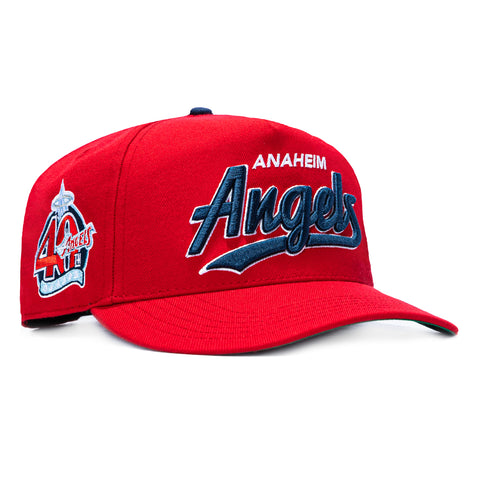 47 Brand Hitch Tailsweep Los Angeles Angels 40th Anniversary Patch Script Snapback Hat - Red 47 Brand