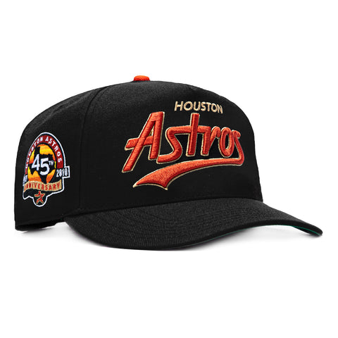 47 Brand Hitch Tailsweep Houston Astros 45th Anniversary Patch Script Snapback Hat - Black 47 Brand