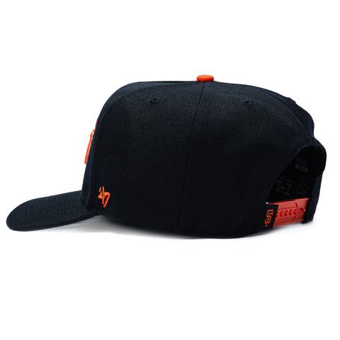 47 Brand Hitch Tailsweep San Francisco Giants 50th Anniversary Patch Script Snapback Hat - Black 47 Brand