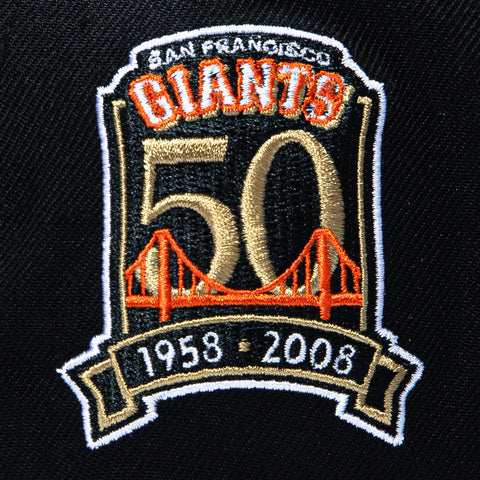 47 Brand Hitch Tailsweep San Francisco Giants 50th Anniversary Patch Script Snapback Hat - Black 47 Brand