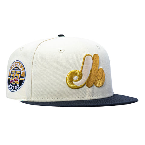 New Era 59Fifty Montreal Expos 35th Anniversary Patch Hat - Cream, Navy, Metallic Gold