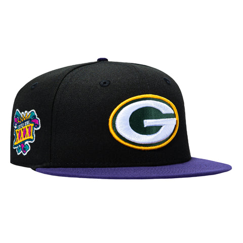 New Era 59Fifty Green Bay Packers 1997 Super Bowl Patch Hat - Black, Purple New Era