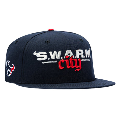 New Era 59Fifty Houston Texans Logo Patch Swarm City Light Blue UV Hat - Navy New Era