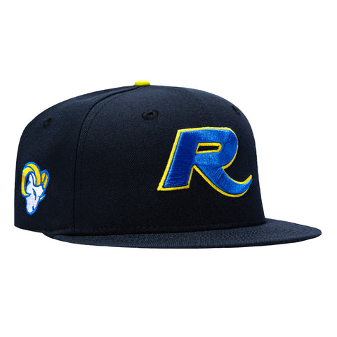 New Era 59Fifty Los Angeles Rams Logo Patch R Hat - Navy, Royal, Yellow New Era