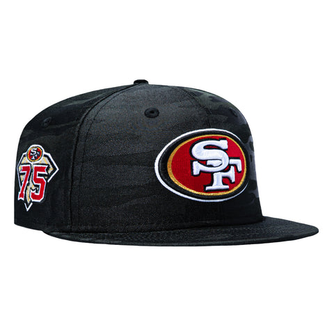 New Era 59Fifty San Francisco 49ers 75th Anniversary Patch Hat - Black Camo New Era