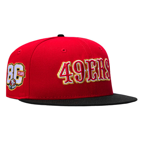 New Era 59Fifty San Francisco 49ers 80th Anniversary Patch Word Hat - Red, Black New Era