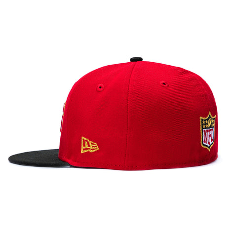 New Era 59Fifty San Francisco 49ers 80th Anniversary Patch Word Hat - Red, Black New Era