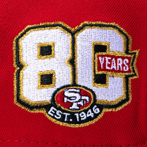New Era 59Fifty San Francisco 49ers 80th Anniversary Patch Word Hat - Red, Black New Era
