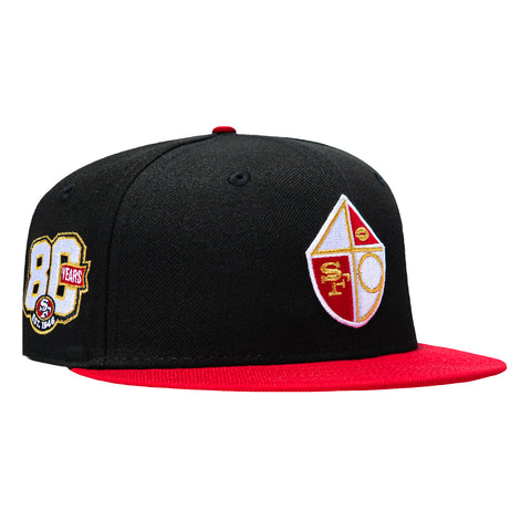 New Era 59Fifty San Francisco 49ers 80th Anniversary Patch 1965 Hat - Black, Red New Era