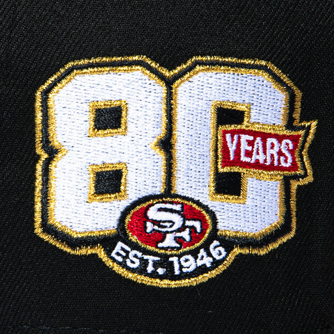 New Era 59Fifty San Francisco 49ers 80th Anniversary Patch 1965 Hat - Black, Red New Era