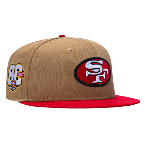 New Era 59Fifty San Francisco 49ers 80th Anniversary Patch Hat - Khaki, Red New Era