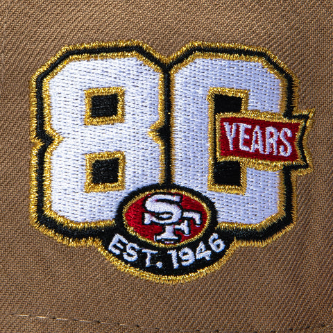 New Era 59Fifty San Francisco 49ers 80th Anniversary Patch Hat - Khaki, Red New Era