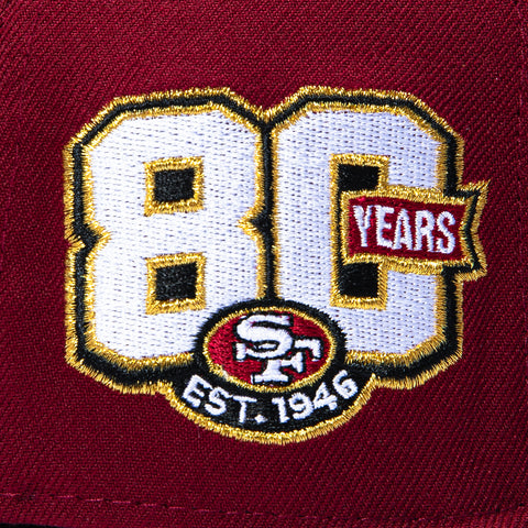 New Era 59Fifty San Francisco 49ers 80th Anniversary Patch Hat - Cardinal, Black New Era