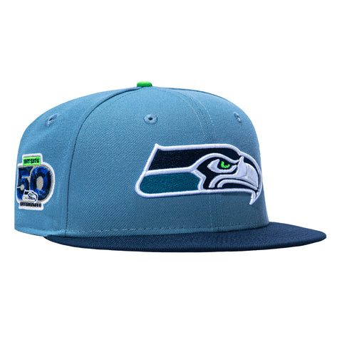New Era 59Fifty Seattle Seahawks 50th Anniversary Patch Hat - Indigo, Navy New Era